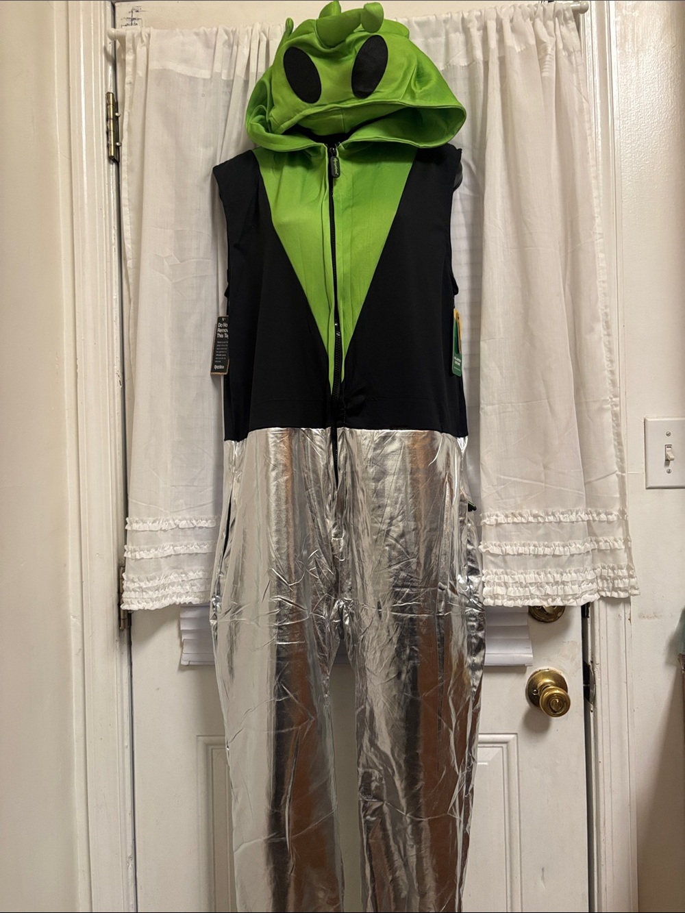 Tipsy Elves Green & Silver Alien Hooded Jumpsuit